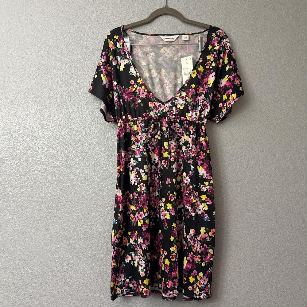 Land's End Floral Deep V Spring and Summer  Mini Dress